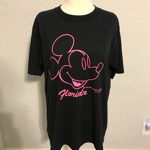 Vintage Disney Velva Sheen Mickey FL Tee Blk/Pink